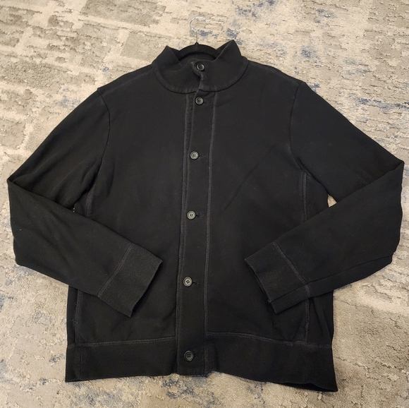 James Perse Black Terry Soft Button Front Sweatshirt Jacket Size XL Size 4 - Picture 8 of 15